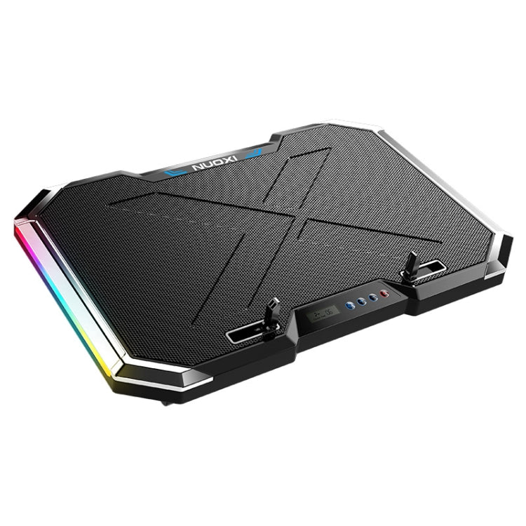 Base de arrefecimento para portátil NUOXI Q8 com ecrã LCD, botão controlável, iluminação RBG