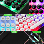 Teclado com rato com fios USB LIMEIDE GTX300, 104 teclas, teclas redondas retro, comprimento do cabo: 1,4 m, teclado punk simples branco, teclado punk simples preto, conjunto punk branco, conjunto punk preto