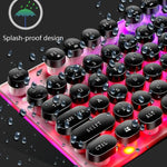 Teclado com rato com fios USB LIMEIDE GTX300, 104 teclas, teclas redondas retro, comprimento do cabo: 1,4 m, teclado punk simples branco, teclado punk simples preto, conjunto punk branco, conjunto punk preto