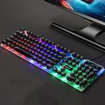 Teclado com rato com fios USB LIMEIDE GTX300, 104 teclas, teclas redondas retro, comprimento do cabo: 1,4 m, teclado punk simples branco, teclado punk simples preto, conjunto punk branco, conjunto punk preto