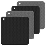 Suporte de panela de silicone geométrico para cozinha, almofada isolante térmica redonda (preto), quadrada (cinzento), redonda (cinzento), quadrada (preto), redonda (preto)