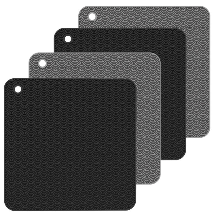 Suporte de panela de silicone geométrico para cozinha, almofada isolante térmica redonda (preto), quadrada (cinzento), redonda (cinzento), quadrada (preto), redonda (preto)