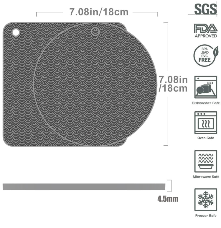 Suporte de panela de silicone geométrico para cozinha, almofada isolante térmica redonda (preto), quadrada (cinzento), redonda (cinzento), quadrada (preto), redonda (preto)