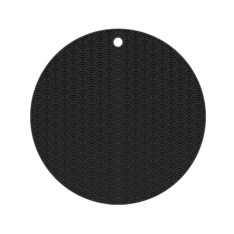 Suporte de panela de silicone geométrico para cozinha, almofada isolante térmica redonda (preto), quadrada (cinzento), redonda (cinzento), quadrada (preto), redonda (preto)