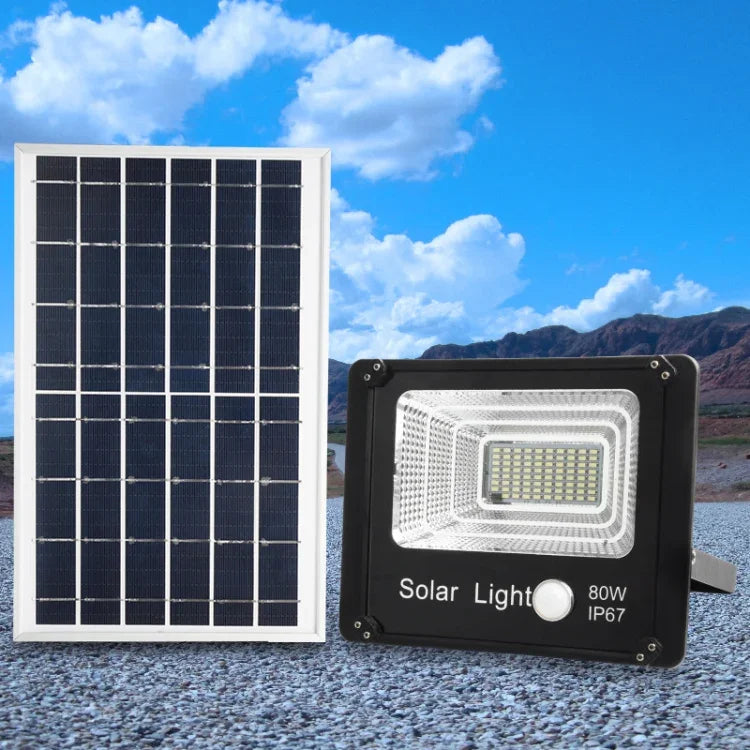 Luz de Inundação Solar Exterior com Controlo Remoto Sensor Impermeável Luz de Parede, 50W, 80W, 120W, 150W