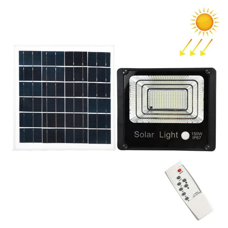 Luz de Inundação Solar Exterior com Controlo Remoto Sensor Impermeável Luz de Parede, 50W, 80W, 120W, 150W