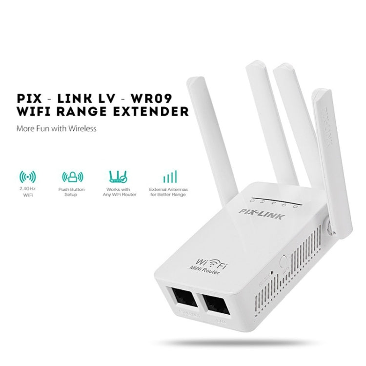 PIX-LINK LV-WR09 Extensor de Alcance WiFi 300Mbps Repetidor Mini Roteador, Ficha US, Ficha EU, Ficha UK, Ficha AU