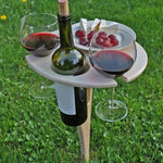 Suporte de Vinho Dobrável de Jardim em Madeira, Suporte de Vinho para Piquenique ao Ar Livre, Mesa Dobrável, 20cm