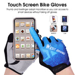 Luvas para condução WEST BIKING YP0211216, absorção de choque, ecrã tátil, dedo completo, M, L, XL, XXL