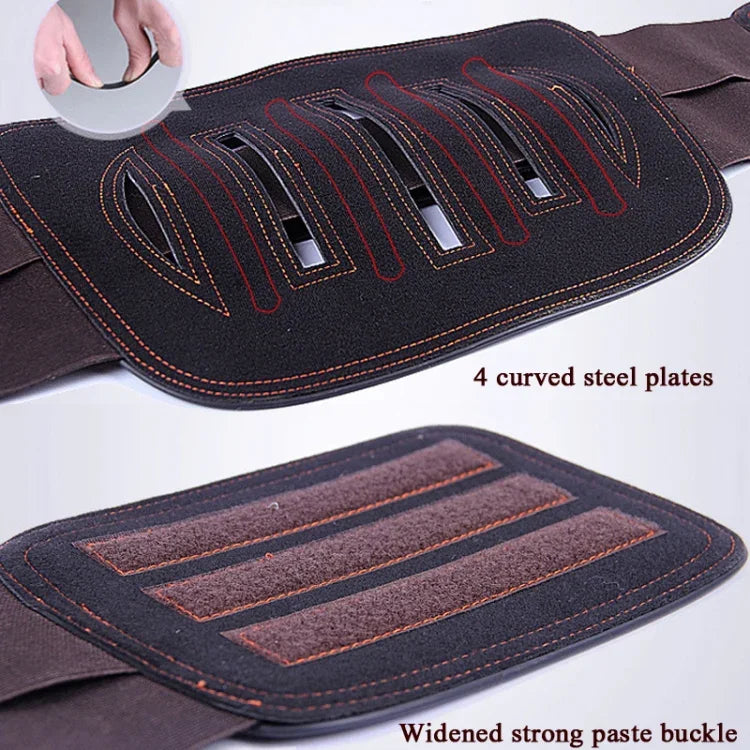Cinto de Proteção Lombar em Couro com Suporte e Fixação em Placa de Aço, Tamanho:, S (64-70 cm), M (74-84 cm), L (86-94 cm), XL (98-106 cm), XXL (106-120 cm)