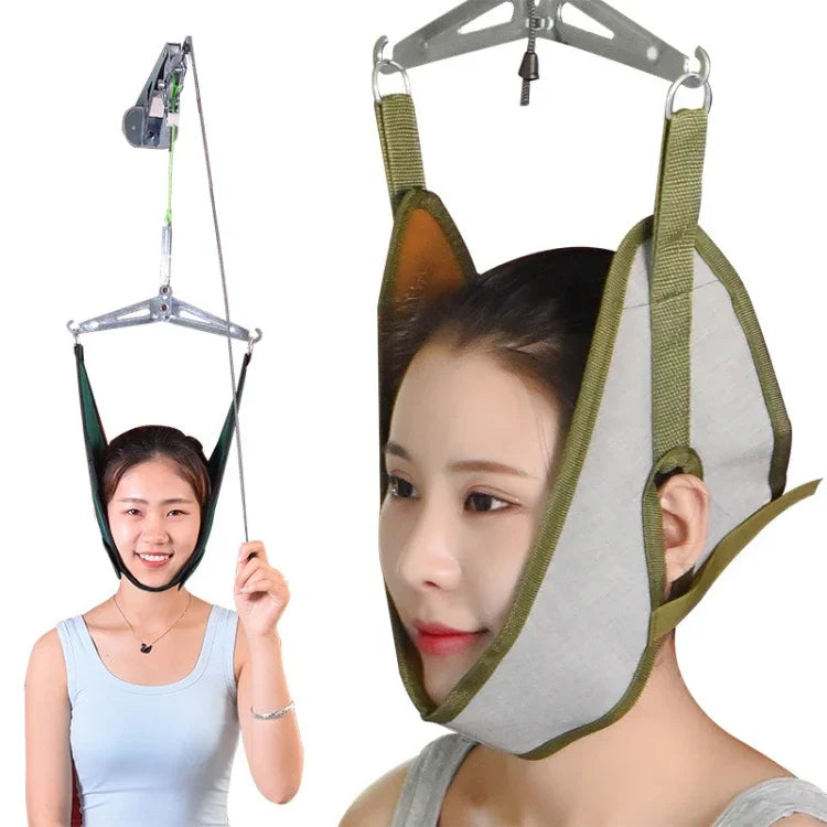 Talha de Tração para Coluna Cervical para Pendurar na Porta, Esticador Cervical Doméstico, Cinzento, Verde