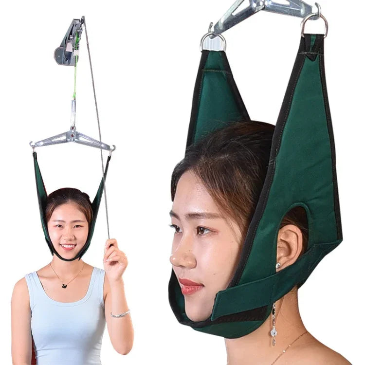 Talha de Tração para Coluna Cervical para Pendurar na Porta, Esticador Cervical Doméstico, Cinzento, Verde