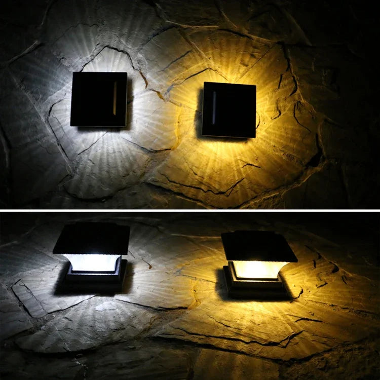 Lâmpada de Coluna Solar Exterior IP44 Impermeável Luz de Cerca de Jardim Lâmpada de Rua Solar, Carcaça Preta + Luz Branca, Carcaça Preta + Luz Quente, Carcaça Bronze Dourado + Luz Branca, Carcaça Bronze Dourado + Luz Quente