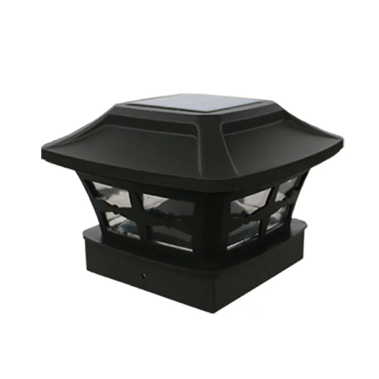 Lâmpada de Coluna Solar Exterior 4 polegadas Luz Branca + Luz Branca Quente Lâmpada de Jardim, Preto, Branco