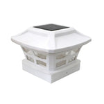 Lâmpada de Coluna Solar Exterior 4 polegadas Luz Branca + Luz Branca Quente Lâmpada de Jardim, Preto, Branco