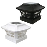 Lâmpada de Coluna Solar Exterior 4 polegadas Luz Branca + Luz Branca Quente Lâmpada de Jardim, Preto, Branco