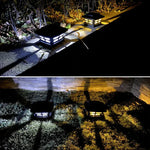 Lâmpada de Coluna Solar Exterior 4 polegadas Luz Branca + Luz Branca Quente Lâmpada de Jardim, Preto, Branco
