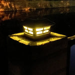 Lâmpada de Coluna Solar Exterior 4 polegadas Luz Branca + Luz Branca Quente Lâmpada de Jardim, Preto, Branco