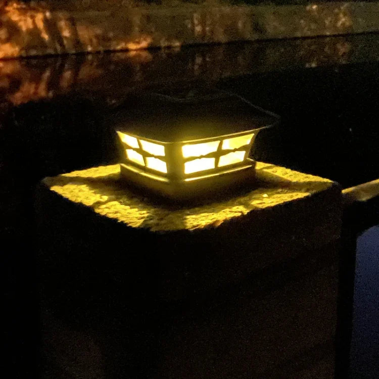 Lâmpada de Coluna Solar Exterior 4 polegadas Luz Branca + Luz Branca Quente Lâmpada de Jardim, Preto, Branco