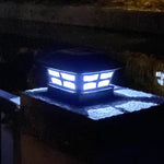 Lâmpada de Coluna Solar Exterior 4 polegadas Luz Branca + Luz Branca Quente Lâmpada de Jardim, Preto, Branco