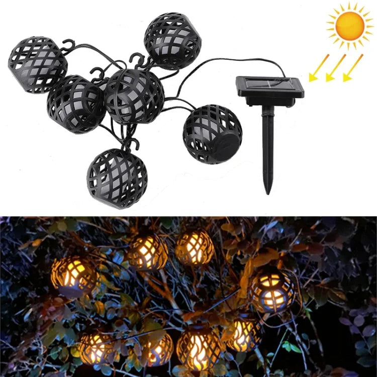Corda de Luz Solar Bola de Chama para Exterior Solar Pátio IP44 à Prova de Água, 6 em 1, 8 em 1