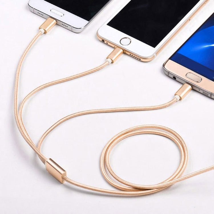 5 UN Cabo de Dados Trançado 2A 3 em 1 USB para USB-C / Type-C + 8 Pinos + Micro USB, USB para USB-C / Type-C + 8 Pinos + Micro USB