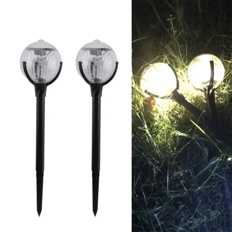 2 Lâmpadas de Relva Solares com Controlo de Luz para Jardim Exterior, 2 Lâmpadas de Luz Quente