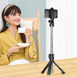 Bastão Selfie para Telemóvel Retrátil Multifuncional XT02 Preto Sem Bluetooth com Rotação de 360 Graus para Gravação, Bastão Selfie Bluetooth Preto, Bastão Selfie Bluetooth Branco, 2 Unidades Sem Bluetooth Preto, 2 Unidades Sem Bluetooth Branco