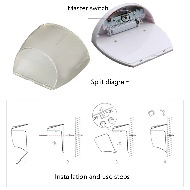 Luz de Jardim Solar com 8 LEDs e Controlo de Luz, Luz de Parede para Exterior, Luz para Cerca, Luz para Relva, Lâmpada de Rua, Luz Branca, Luz Quente