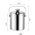 Balde de Gelo em Aço Inoxidável 304, Dupla Camada, Vazio, Barril para Cerveja e Vinho com Pinça para Gelo, Capacidade: 1,3L, 1,3L com Pinça para Gelo