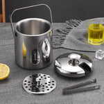Balde de Gelo em Aço Inoxidável 304, Dupla Camada, Vazio, Barril para Cerveja e Vinho com Pinça para Gelo, Capacidade: 1,3L, 1,3L com Pinça para Gelo