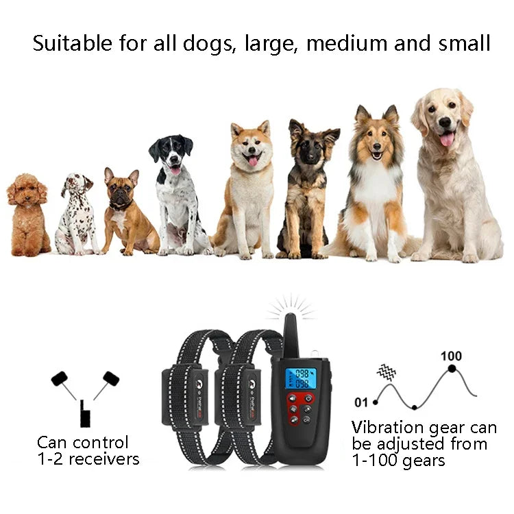 PaiPaitek PD526V-2 1 em 2 Dispositivo de Treino para Cães com Controlo Remoto de 100 Velocidades por Som e Vibração Coleira Eletrónica Anti-Latidos, PD526V-2
