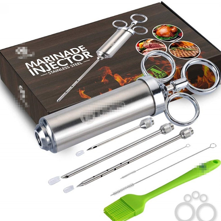 Conjunto de Agulhas para Churrasco em Aço Inoxidável com Seringa para Temperos, 14 em 1 (Verde), 14 em 1 (Preto), 14 em 1 (Azul), 14 em 1 (Laranja), 14 em 1 (Verde Pedra), 14 em 1 (Branco Laranja)