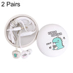 2 Pares de Auriculares In-Ear com Padrão de Desenho Animado e Graves Potentes, Auriculares Com Fios Universais com Microfone, Branco, Rosa, Preto, Azul Claro