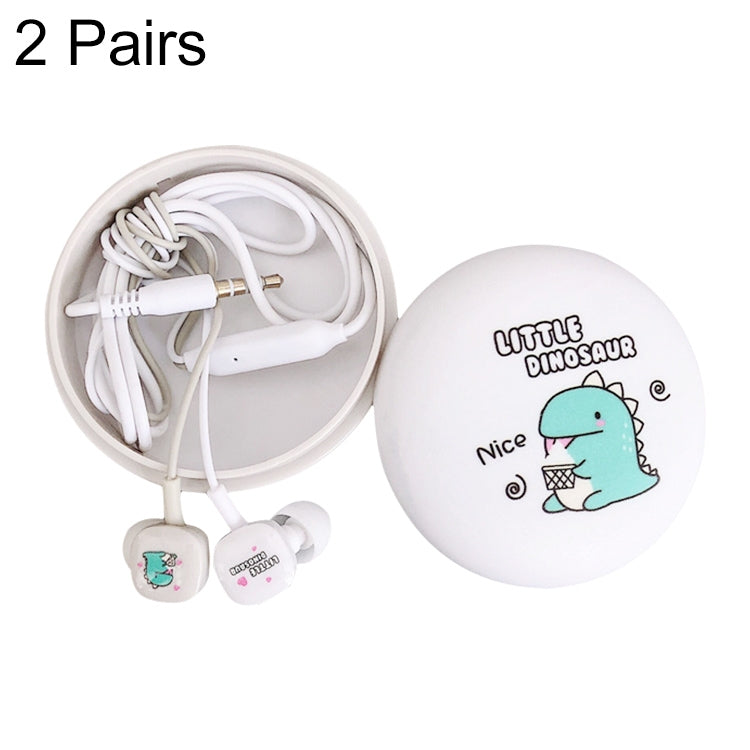 2 Pares de Auriculares In-Ear com Padrão de Desenho Animado e Graves Potentes, Auriculares Com Fios Universais com Microfone, Branco, Rosa, Preto, Azul Claro