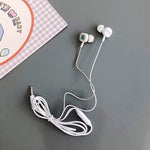 2 Pares de Auriculares In-Ear com Padrão de Desenho Animado e Graves Potentes, Auriculares Com Fios Universais com Microfone, Branco, Rosa, Preto, Azul Claro