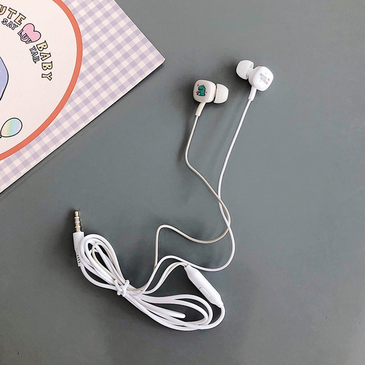 2 Pares de Auriculares In-Ear com Padrão de Desenho Animado e Graves Potentes, Auriculares Com Fios Universais com Microfone, Branco, Rosa, Preto, Azul Claro