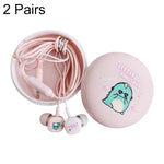 2 Pares de Auriculares In-Ear com Padrão de Desenho Animado e Graves Potentes, Auriculares Com Fios Universais com Microfone, Branco, Rosa, Preto, Azul Claro