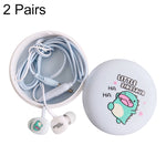 2 Pares de Auriculares In-Ear com Padrão de Desenho Animado e Graves Potentes, Auriculares Com Fios Universais com Microfone, Branco, Rosa, Preto, Azul Claro