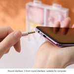 2 Pares de Auriculares In-Ear com Padrão de Desenho Animado e Graves Potentes, Auriculares Com Fios Universais com Microfone, Branco, Rosa, Preto, Azul Claro