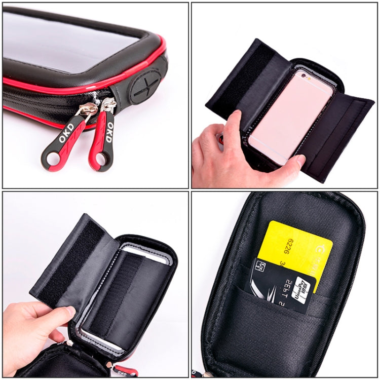 Bolsa impermeável para telemóvel com ecrã tátil para motocicleta e bicicleta OKD, S, M-4, L-3, XL-4