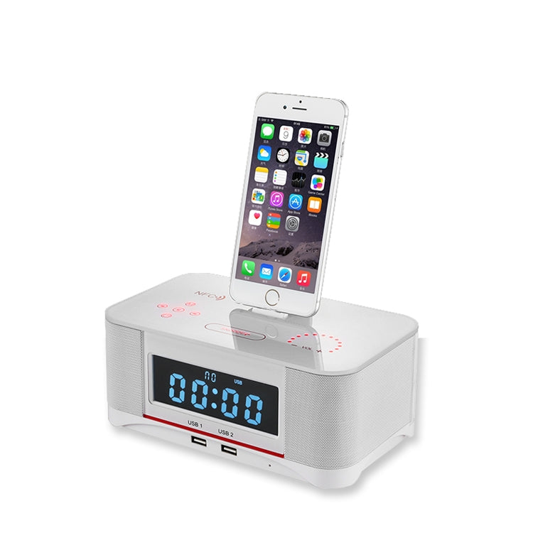 Base de Carregamento A8 Altifalante Bluetooth NFC com Despertador, Ficha US, Ficha UK, Ficha EU