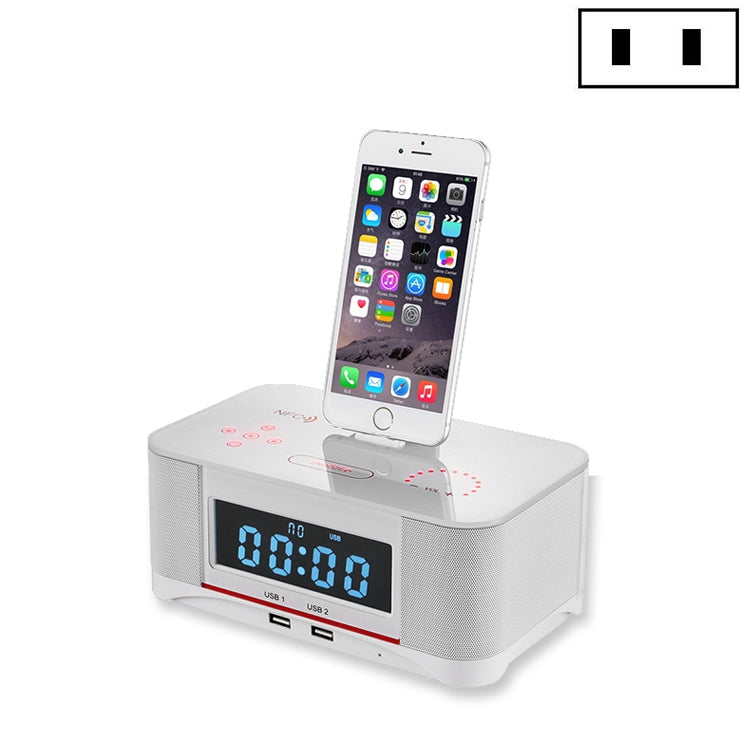 Base de Carregamento A8 Altifalante Bluetooth NFC com Despertador, Ficha US, Ficha UK, Ficha EU