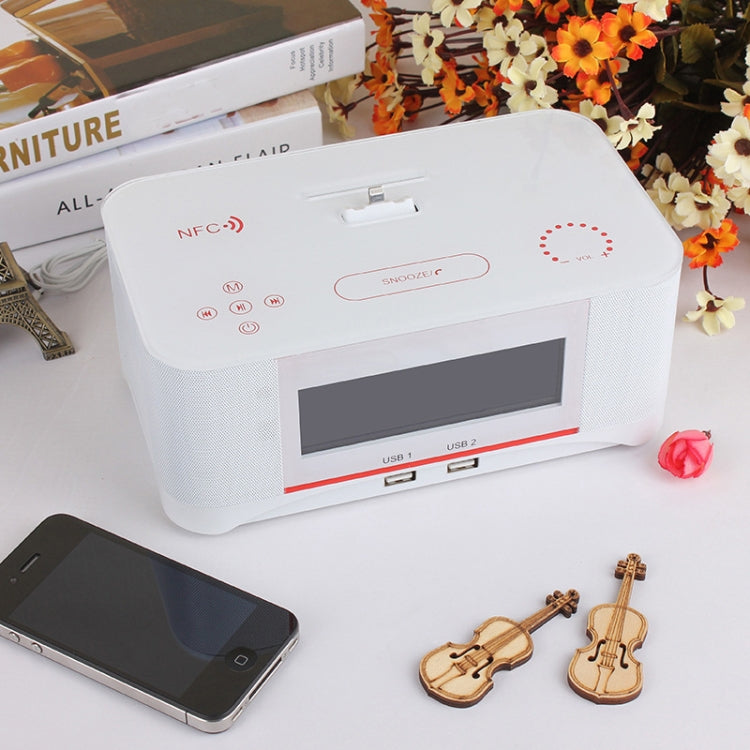 Base de Carregamento A8 Altifalante Bluetooth NFC com Despertador, Ficha US, Ficha UK, Ficha EU