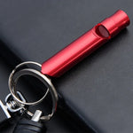 Conjunto de 6 apitos multifuncionais para porta-chaves, pendente para homem, apito vermelho, apito preto