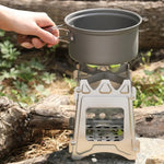 Fogão de Piquenique Dobrável em Aço Inoxidável para Sobrevivência na Natureza, Fogão Dobrável