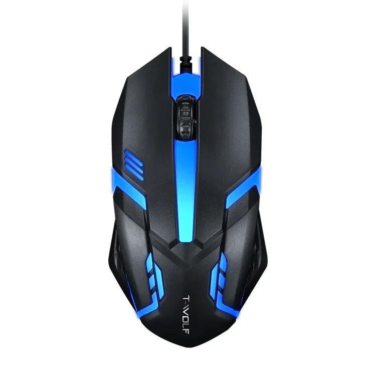 2 Unidades Rato com Fios T-WOLF V1 USB com 3 Botões 1200 DPI e Iluminação RGB de 7 Cores, Comprimento do Cabo: 1,35m