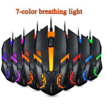 2 Unidades Rato com Fios T-WOLF V1 USB com 3 Botões 1200 DPI e Iluminação RGB de 7 Cores, Comprimento do Cabo: 1,35m