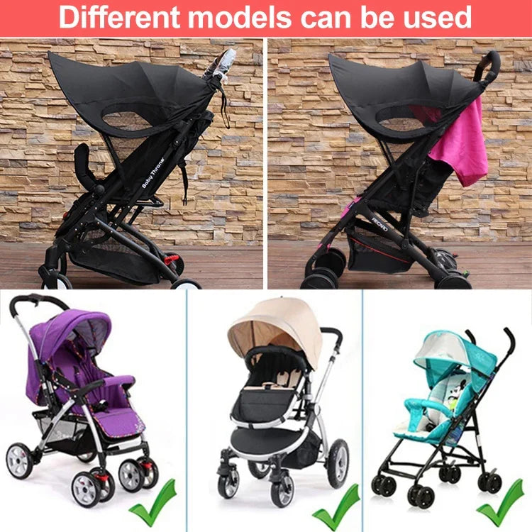 Toldo para Carrinho com Proteção Anti-Ultravioleta, Preto Impermeável