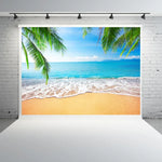 Tecido Fotográfico de Vista para o Mar com Palmeira de 2,1m X 1,5m